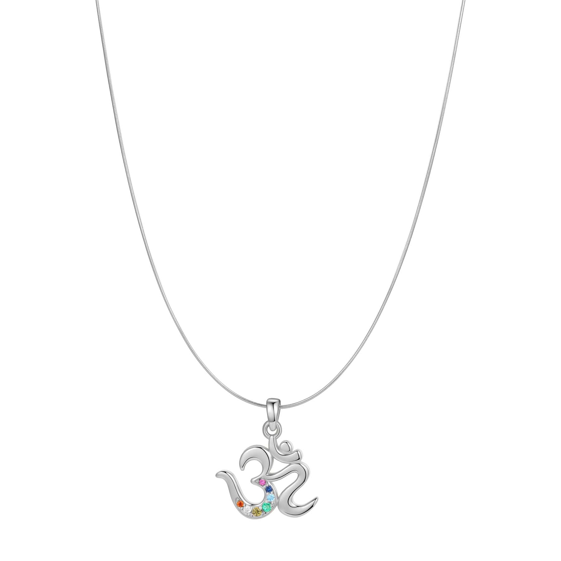Chakra-Om-Anhänger Halskette für Einheit aus Sterlingsilber